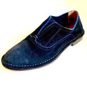 TRASK Avery Blue Suede Shoes Leather Slip-on Flat Loafers SZ 7 MSRP $228